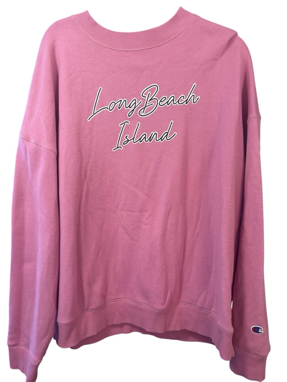 Champion Pink "Long Beach Island" Script Crewneck Sweatshirt